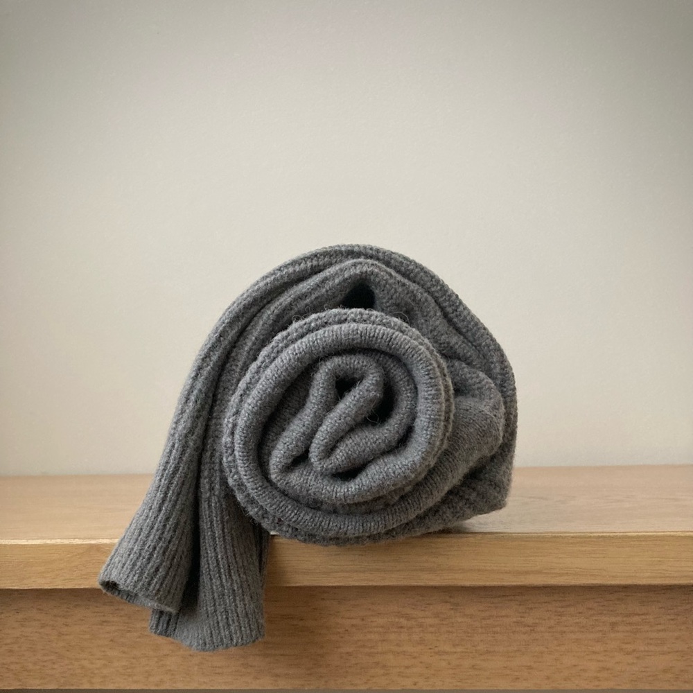 joodito yak wool sweater wrap preppy tie scarf japanese boro ribbed wide gray - Picture 11 of 12
